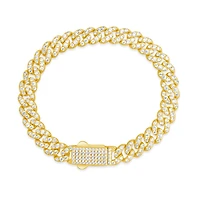 Yellow Gold Plated Sterling Silver Cubic Zirconia Cuban link  Bracelet 155081