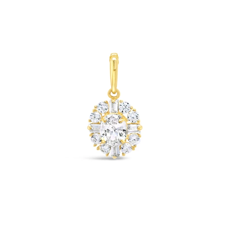 10k Yellow Gold Cubic Zirconia Oval with outline Pendant 155638