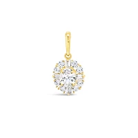 10k Yellow Gold Cubic Zirconia Oval with outline Pendant 155638