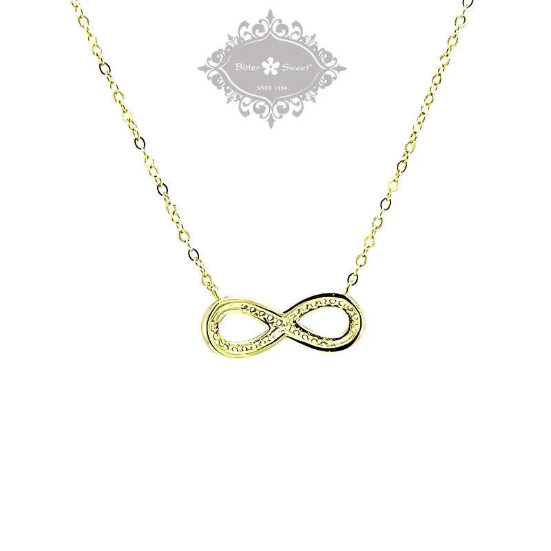 Gold Plated Sterling Silver Cubic Zirconia Infinity Necklace
