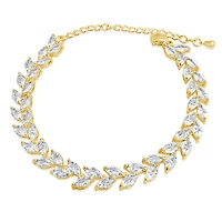 Bridal Gold Cubic Zirconia Marquise Leaf  Bracelet 155186