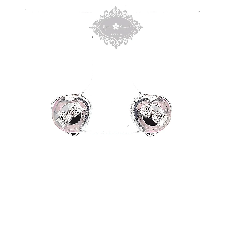 Sterling Silver Pink Heart Cubic Zirconia Earrings