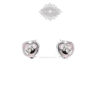 Sterling Silver Pink Heart Cubic Zirconia Earrings