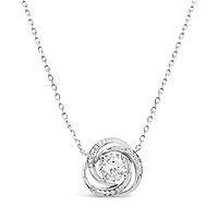 Sterling Silver Round Outline Twist Cubic Zirconia Necklace155048
