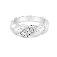Sterling Silver Ring Twist with Cubic Zirconia Pave 154962