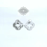 Sterling Silver Clover baguette  Cubic Zirconia Earrings 155057
