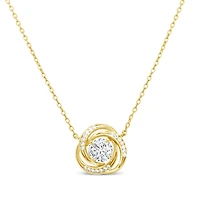 Yellow Gold Plated Sterling Silver Round Outline Cubic Zirconia Necklace155050