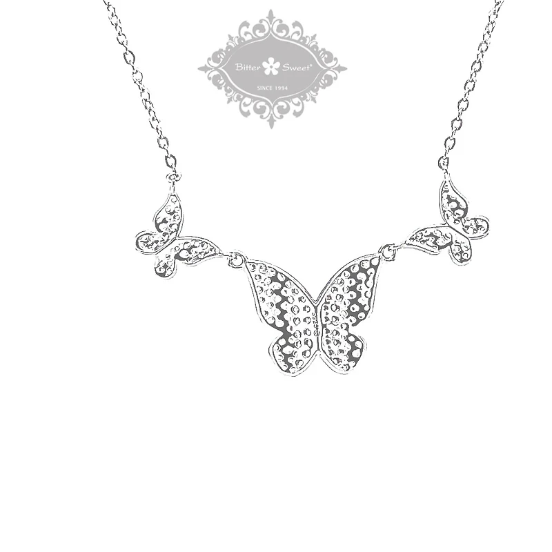 Sterling Silver Cubic Zirconia Butterfly Necklace 150523