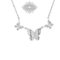 Sterling Silver Cubic Zirconia Butterfly Necklace 150523