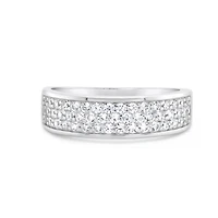 Men's  Sterling Silver Cubic Zirconia Pave 3 Rows  Ring 155096