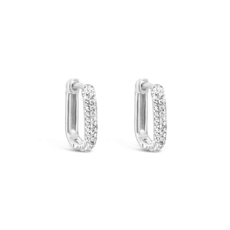 Sterling Silver Pave Cubic Zirconia U shape Huggies154827