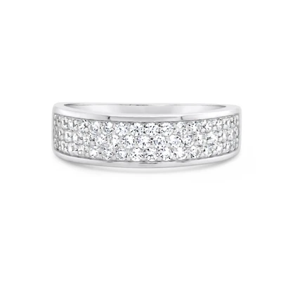 Men's  Sterling Silver Cubic Zirconia Pave 3 Rows  Ring 155096