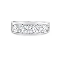 Men's  Sterling Silver Cubic Zirconia Pave 3 Rows  Ring 155096