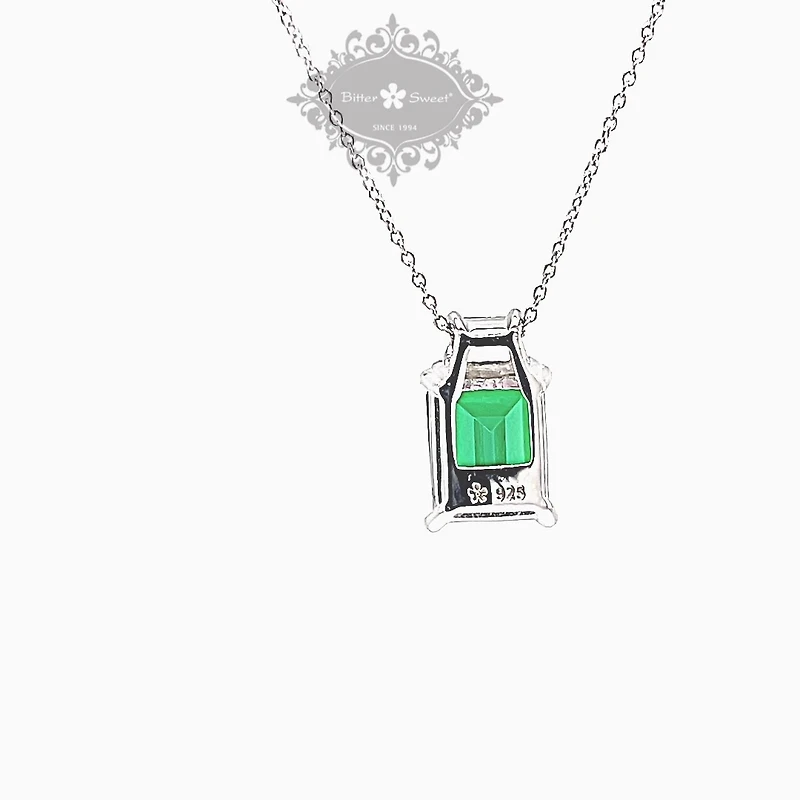 Sterling Silver Emerald Cubic Zirconia Necklace