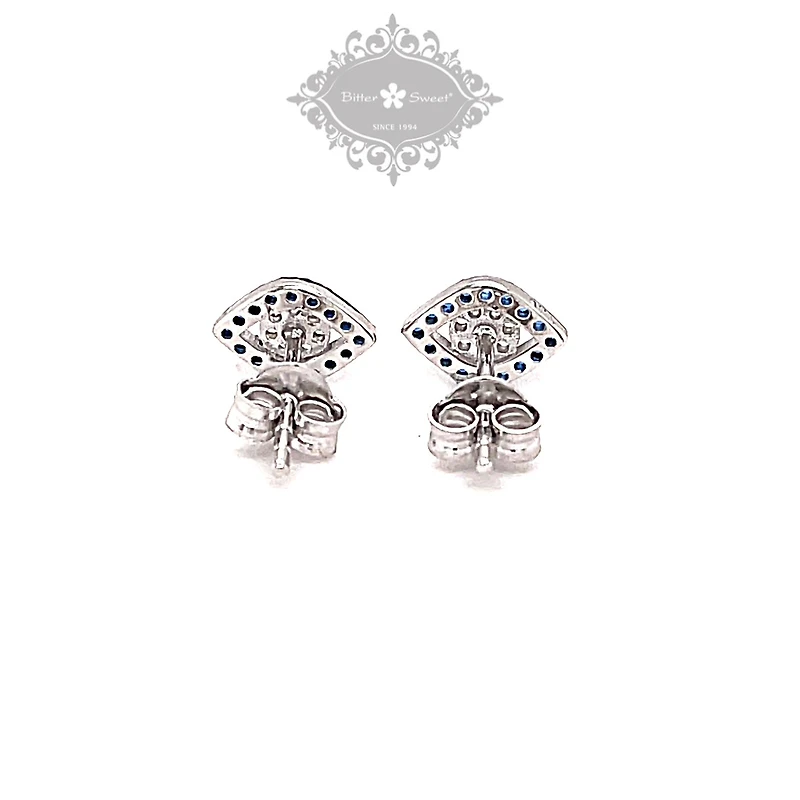 Sterling Silver Cubic Zirconia Evil Eyes Earrings 139419