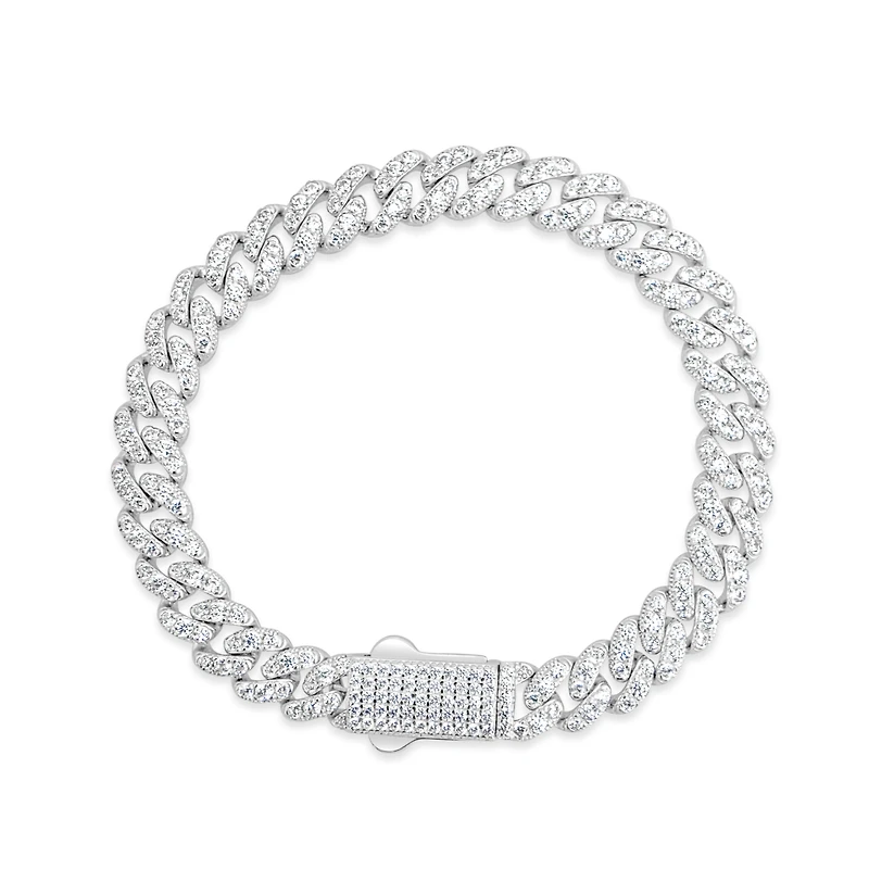 Sterling Silver Cubic Zirconia Cuban link Bracelet 155080