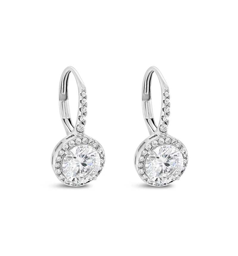 Sterling Silver Cubic Zirconia Round Outline Earrings 154840