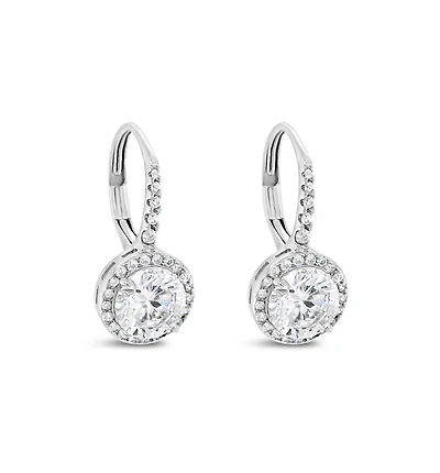Sterling Silver Cubic Zirconia Round Outline Earrings 154840