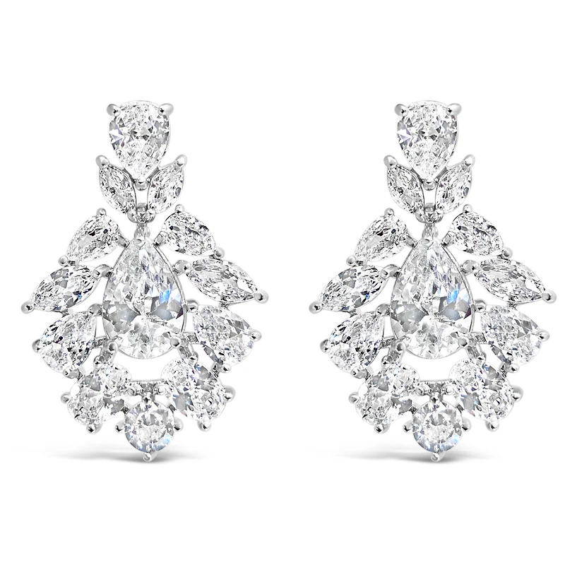Bridal Silver Tear Drop Jewel Cubic Zirconia Earrings 155177