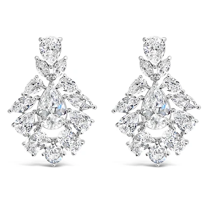 Bridal  Silver Tear Drop Jewel Cubic Zirconia Earrings 155177