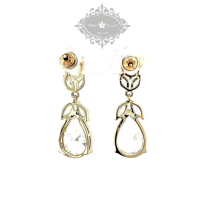 Bridal Gold Cubic Zirconia Drop Earrings 143272