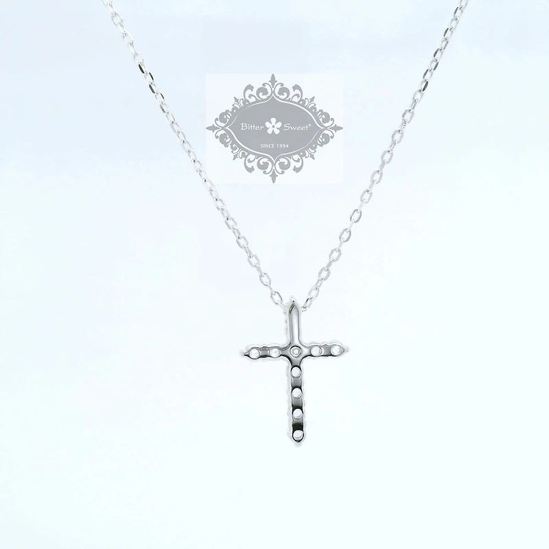 Sterling Silver Cross  Cubic Zirconia Necklace155060