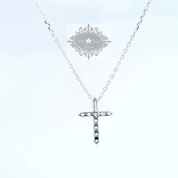 Sterling Silver Cross  Cubic Zirconia Necklace155060