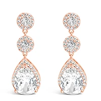 Bridal  Rose Gold Tear Drop Halo  Cubic Zirconia Earrings 155159
