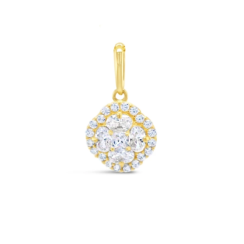 10k Yellow Gold Cubic Zirconia Square with outline Pendant 153737