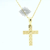 Yellow Gold Plated Sterling Silver Cubic Zirconia Cross Pendent  Necklace 155131