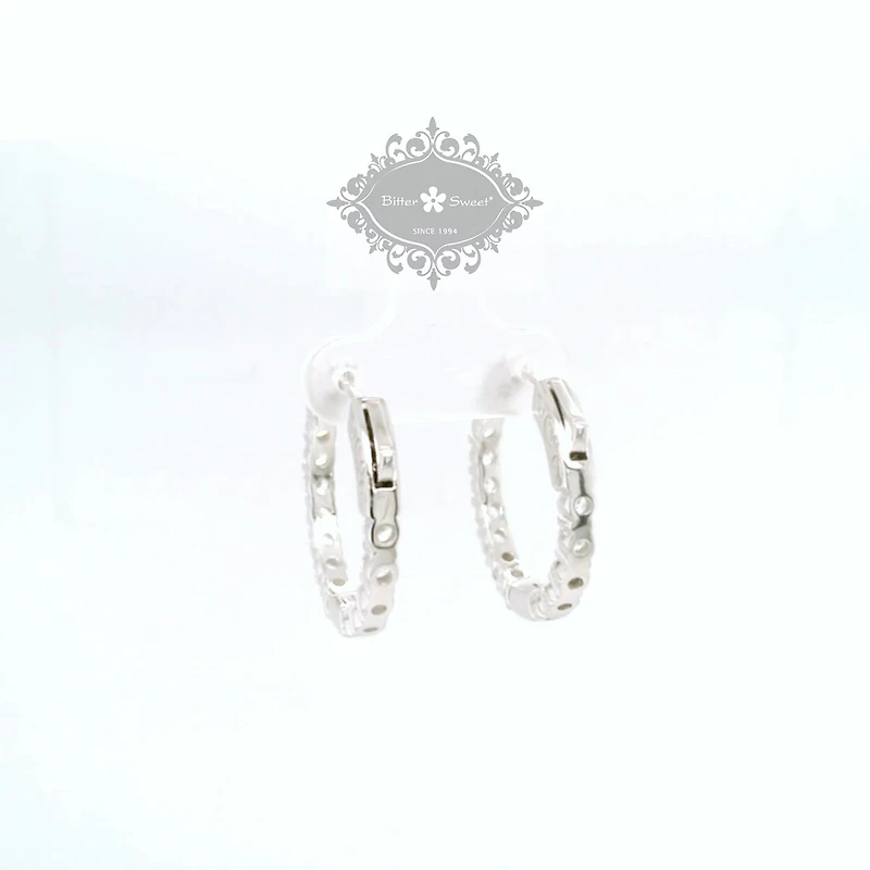 Sterling Silver  Cubic Zirconia Round Huggies Earrings 155070