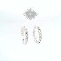 Sterling Silver  Cubic Zirconia Round Huggies Earrings 155070