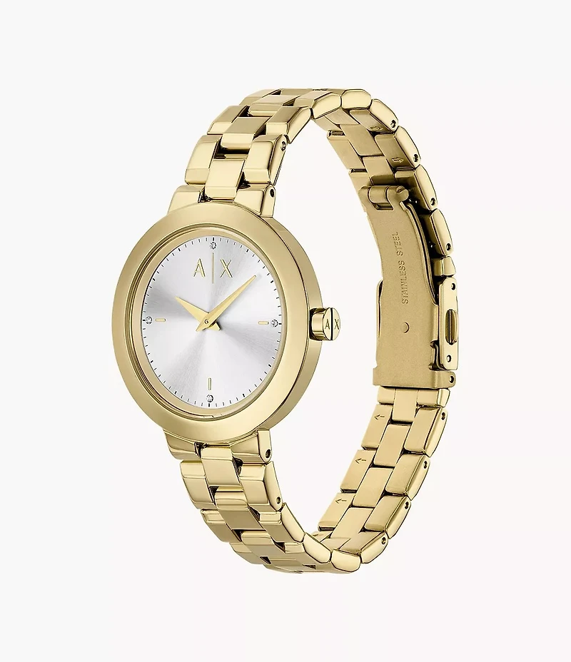 Armani Exchange Two-Hand Gold-Tone Stainless Steel Watch 155351