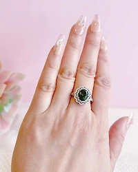 Sterling Silver Emerald Oval Cubic Zirconia Ring 153391