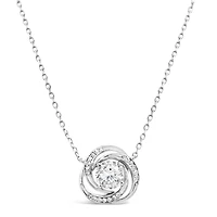 Sterling Silver Round Outline Twist Cubic Zirconia Necklace155048