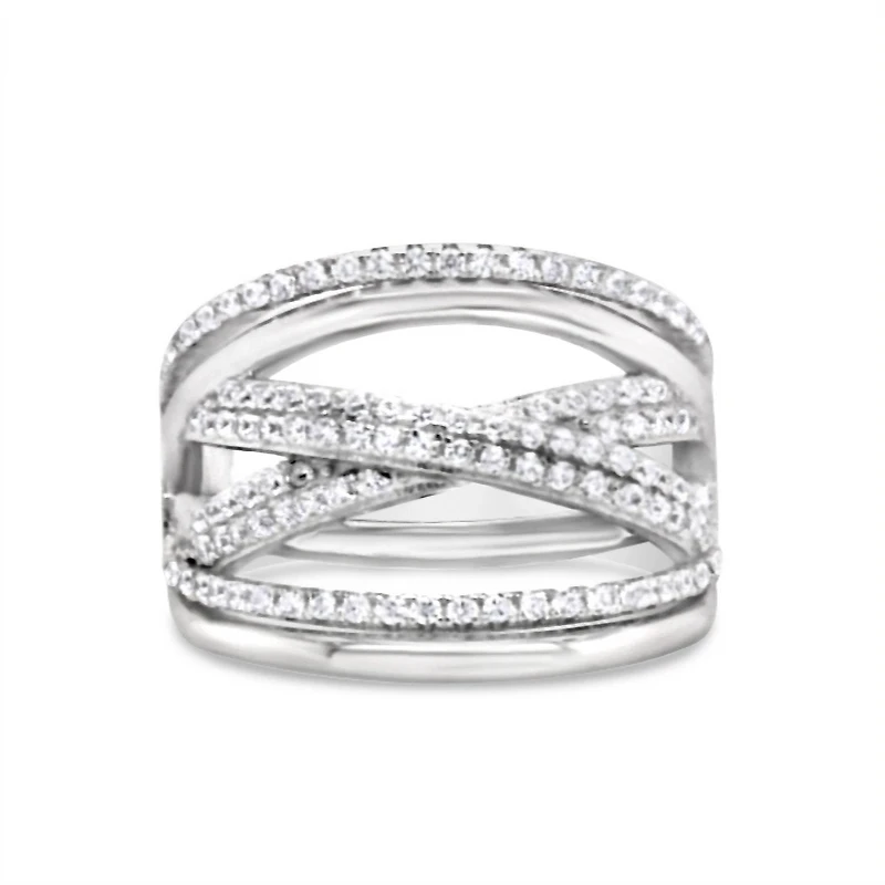 Sterling Silver Multiline Cubic Zirconia Ring 155010