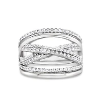 Sterling Silver Multiline Cubic Zirconia Ring 155010
