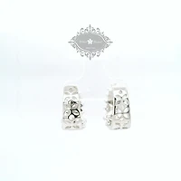 Sterling Silver  Flower  Cubic Zirconia Huggies Earrings 155065