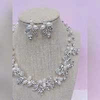 Bridal Crystal & Pearl Necklace & Earrings Set 146367