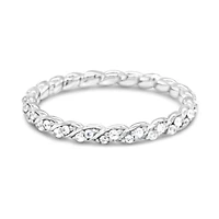 Sterling Silver Ring Twist w/2 rows Cubic Zirconia 154926