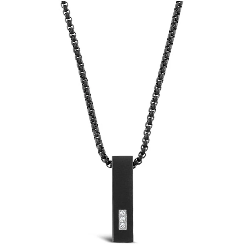 Stainless Steel Cubic Zirconia Black Necklace 150152