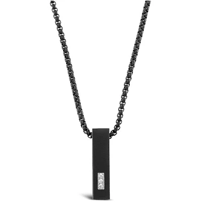 Stainless Steel Cubic Zirconia Black Necklace 150152
