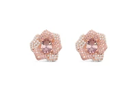 Rose Gold Plated Sterling Silver Cubic Zirconia Rose Earrings 151975