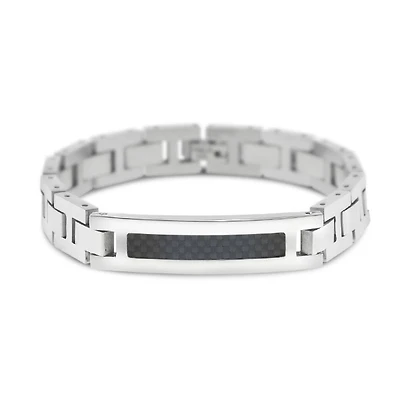 Stainless Steel Carbon Fiber ID Bracelet 150124