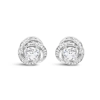Sterling Silver  Round Twist Cubic Zirconia Earrings 155049