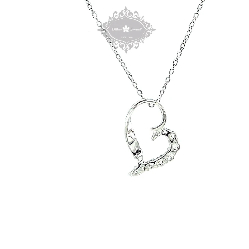 Sterling Silver Cubic Zirconia Heart Necklace