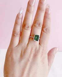 Sterling Silver Emerald Cubic Zirconia Ring