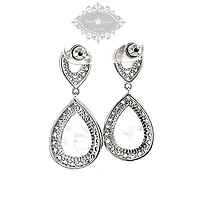 Bridal Silver Cubic Zirconia Tear Drop Earrings 126632