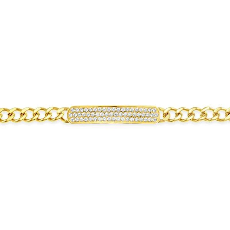 Stainless Steel Cubic Zirconia ID Gold Bracelet 150128