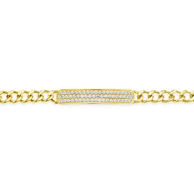 Stainless Steel Cubic Zirconia ID Gold Bracelet 150128